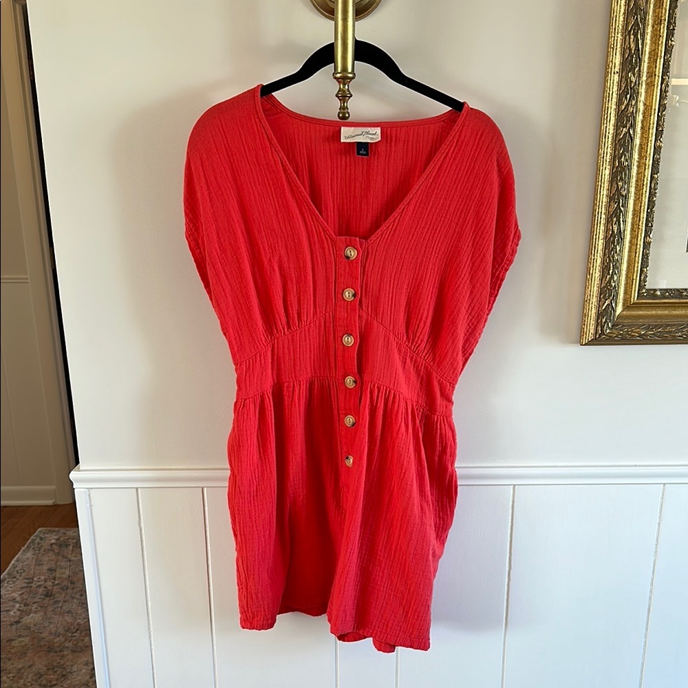 Women's Red Button-Down Top
